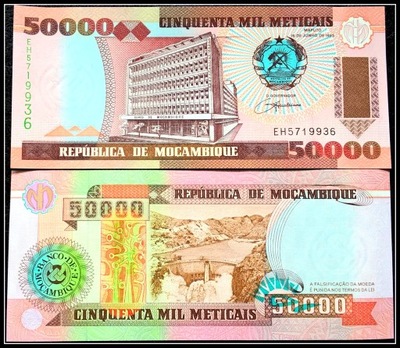 100. Banknot Mozambik 50 000 Meticais 1993r. UNC