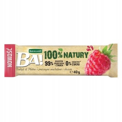 BAKALLAND BA! Baton Daktyl malinowy, 40g