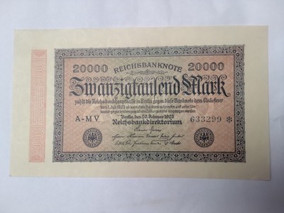 Banknot 20000 marek Niemcy 1923 rok.
