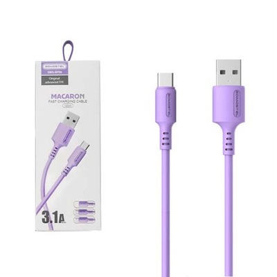 KABEL USB TYP-C 3A SOMOSTEL FIOLETOWY 3100mAh QUICK CHARGER 1.2M POWERLINE