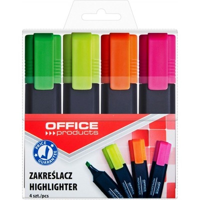 Zakreślacz fluorescencyjny OFFICE PRODUCTS 4 szt