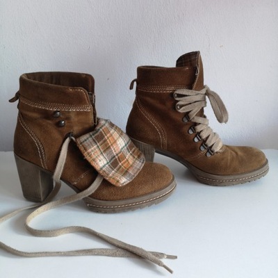 Skórzane buty na wysokim słupku jesień/zima/wiosna 37 dziewczyna drwala
