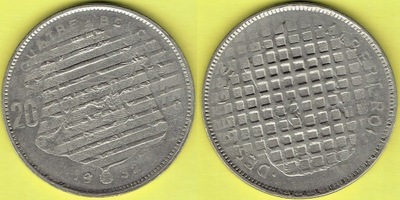 Belgie 20 Francs 1932 r. skasowana