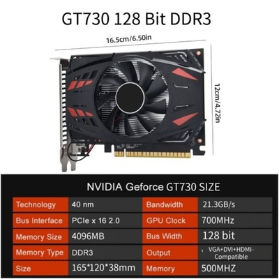 GT730 4GB 128bit DDR3 Karta graficzna komputerowa z kartą graficzną por Fan