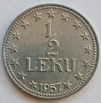 0,5 Lek 1957 Piękny (F) Albania