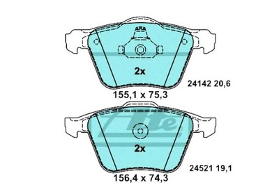 Ate гальмівні колодки гальмівні керамічні volvo s60 ii s80 i фото №1