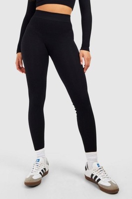 BOOHOO CZARNE KLASYCZNE LEGGINSY PRĄŻKI OU6 NG6__XL