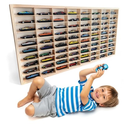 PÓŁKA NA SAMOCHODZIKI AUTKA RESORAKI HOT WHEELS ORGANIZER 80 MIEJSC SKLEJKA
