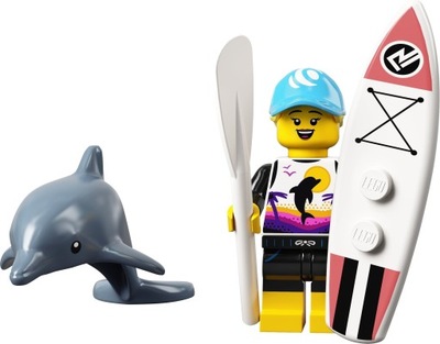 LEGO MINIFIGURES SERIA 21 FIGURKA SURFERKA I DELFIN PADDLE SURFER 71029 1
