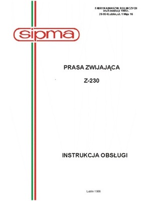 SIPMA Z-230 - instrukcja obsługi