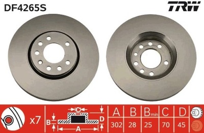 2X DISCO DE FRENADO OPEL PARTE DELANTERA SIGNUM/VECTRA 1,8-3,2 02-08 DF4265S  