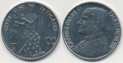 Watykan 100 Lire - 1980r Jan Paweł II ... Monety