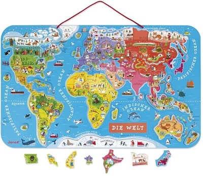 JANOD J05490 puzzle PuzzleVMAGNETYCZNE mapa świata układanka 92 szt.