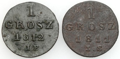 XIX wiek Polska. Zestaw Grosz 1812-1811 – 2 szt