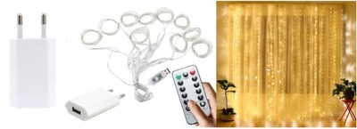 LAMPKI KURTYNA ŚWIETLNA LED 100 3x1M BIAŁY CIEPŁY