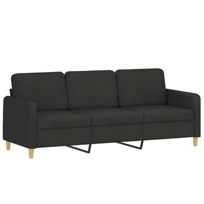 vidaXL Sofa 3-osobowa, czarna, 180 cm, tapicerowana tkaniną