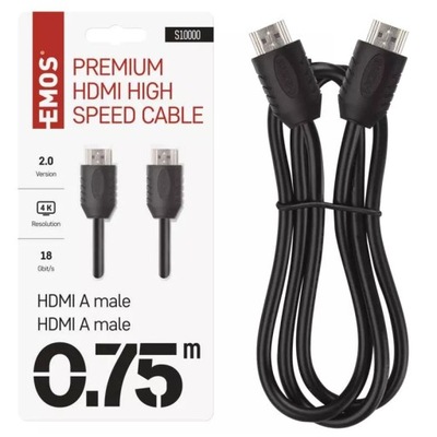 Przewód HDMI 2.0 ekranowany wtyk A 0,75m S10000