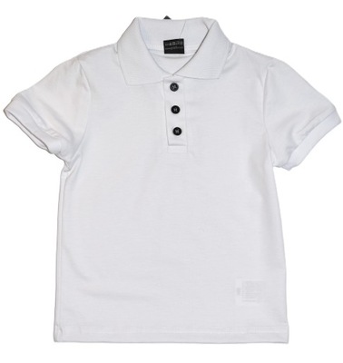 Biała koszulka polo chłopiec kołnierzyk 146