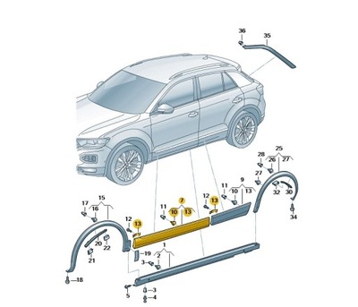 Накладка lewych-przednich дверь vw t-roc oe: 2ga854939afryp фото №1