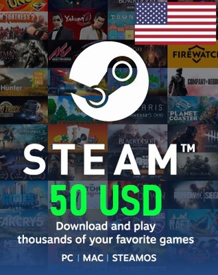 Kod Karta Doładowanie Steam Wallet $50 USD Gift Card