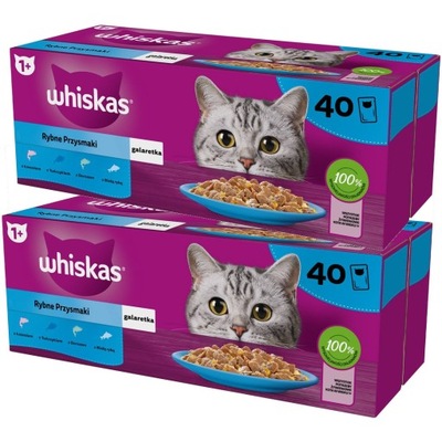 WHISKAS 80x85G RYBNE PRZYSMAKI 4 SMAKI W GALARETCE