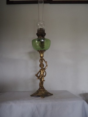 Lampa naftowa mosiężna figurka