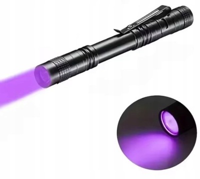 LATARKA UV LED 395NM MOCNA KIESZONKOWA 3W ALUMINIUM IPX4