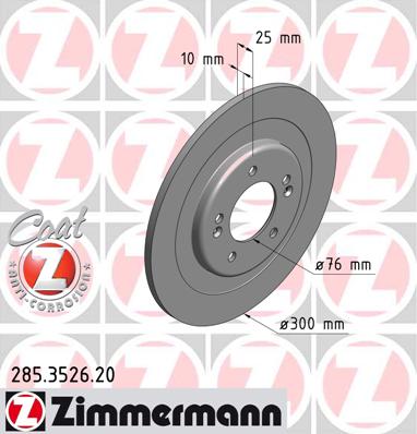 ZIMMERMANN HYUNDAI I40 300MM DISCOS PARTE TRASERA 285.3526.20  