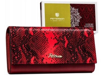 Duży portfel damski z wężowym wzorem - Peterson ochrona RFID