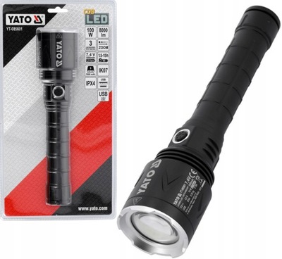 YATO ФОНАРИК AKUMULATOROWA 100W 8000LM 3 ШЕСТЕРНИ ŚWIECENIA USB ZOOM YT-085601