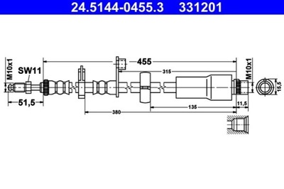 CABLE DE FRENADO FLEXIBLES FIAT SCUDO 07- PARTE DELANTERA  