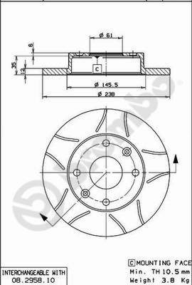 BREMBO 08.2958.75 ДИСК ТОРМОЗНОЙ