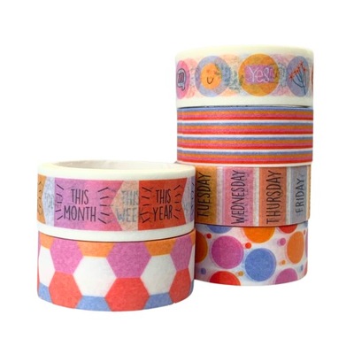 WASHI TAPE TAŚMA DEKORACYJNA ZESTAW TAŚM 6 SZT