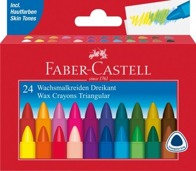 Kredki woskowe świecowe Faber-Castell trójkątne 24 kolory