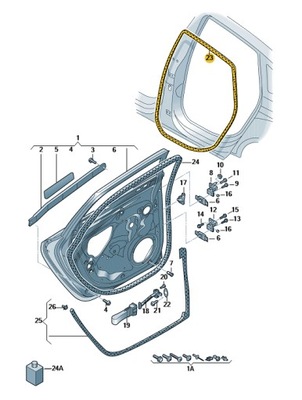 ВНУТРЕННЯЯ УПЛОТНИТЕЛЬ ДВЕРЬ ЗАДНЕЕ L/P AUDI A6 C7