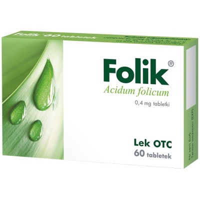Folik 0,4mg kwas foliowy lek Acidum folicum 60x