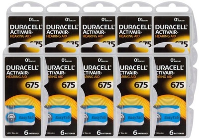 60x BATERIE DURACELL DO APARATÓW SŁUCHOWYCH 675 PR