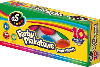 Farby plakatowe szkolne 10 kolorów 20ml ASTRA