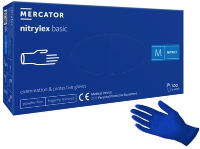 RĘKAWICE rękawiczki NITRYLOWE BEZPUDROWE blue M