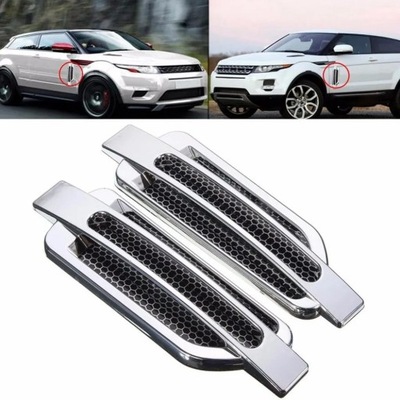 2PCS Styling Mouldings Car Side Air Flow Vent Silver Fenders Decorat~53698