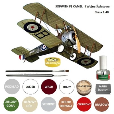 Model Samolotu SOPWITH CAMEL +podkład, farby +....