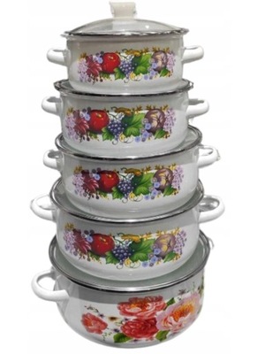 ZESTAW 5 garnków emaliowanych