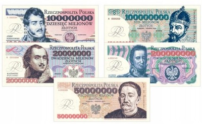 PROJEKTY BANKNOTÓW 10 -200 MLN PRL 5 SZTUK -KOPIE-L50