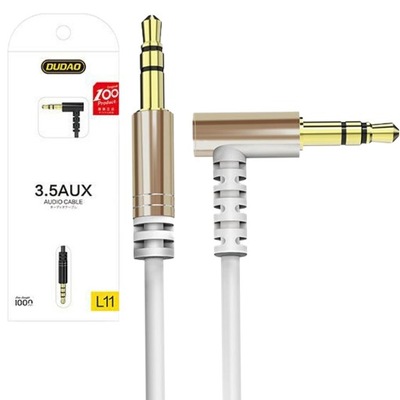 DUDAO KĄTOWY KABEL PRZEWÓD DŁUGI MOCNY AUX MINI JACK 3.5MM 1M BIAŁY