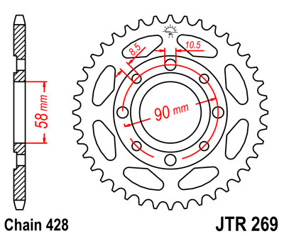 ENGRANAJE PARTE TRASERA STAL, TIPO LANCUCHA: 428, NÚMERO ZEBOW: 49 CONVIENE DO: DAELIM V  