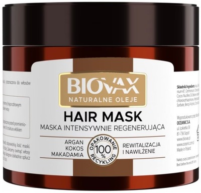 BIOVAX Maska do włosów ARGAN KOKOS 250 g