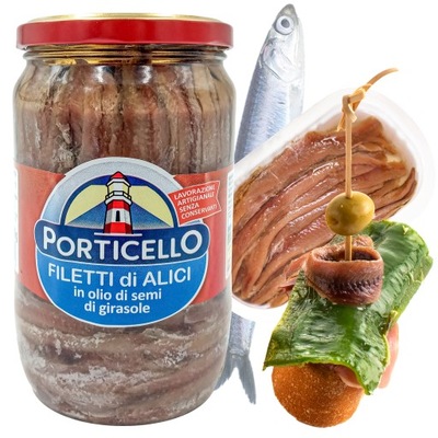 Filety ANCHOIS W OLEJU Słonecznikowym 720g PORTICE