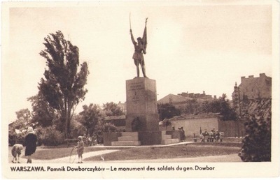 WARSZAWA -Pomnik Dowborczyków- 1940 wojna okupacja- Stempel wrona swastyka