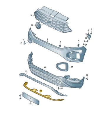 Накладка нижня передній бампера vw t-roc oe: 2ga807531b2uc фото №1