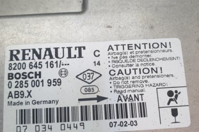 Модуль подушка безопасности renault clio 3 br0/1, cr0/1 0285001959 1.5l дизель 63kw фото №1